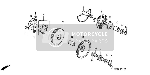 Drive Face/Kick Starter Spindle